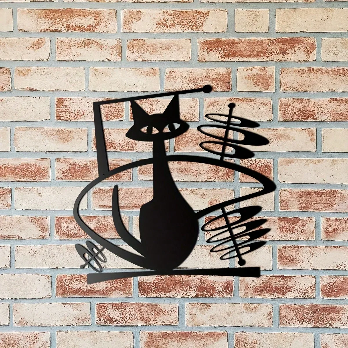 CIFBUY Retro Atomic Space Cat Metal Wall Art Vintage Futuristic Cat Sculpture Mid Century Modern Wall Decor Indoor Outdoor Home