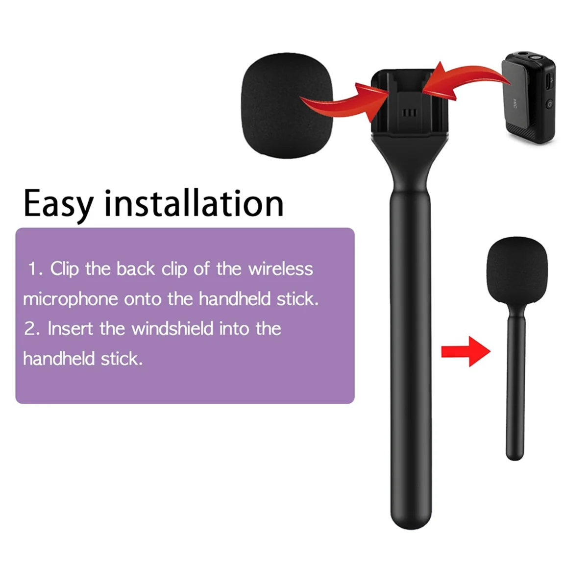 2 Pak mikrofon wawancara adaptor genggam untuk DJI Mic 1/2 untuk Rode tanpa kabel Go/GoII/Relacart/pemancar nirkabel