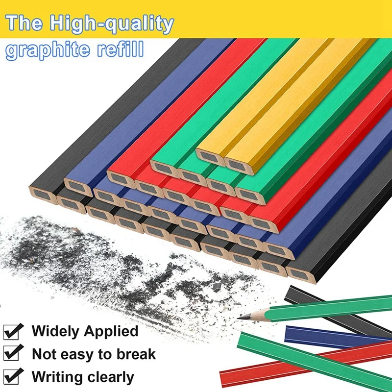 200 Pcs Carpenter Pencil 7 Inch Flat Octagonal Pencils For Wood Working Marking And Concrete Marking Tools