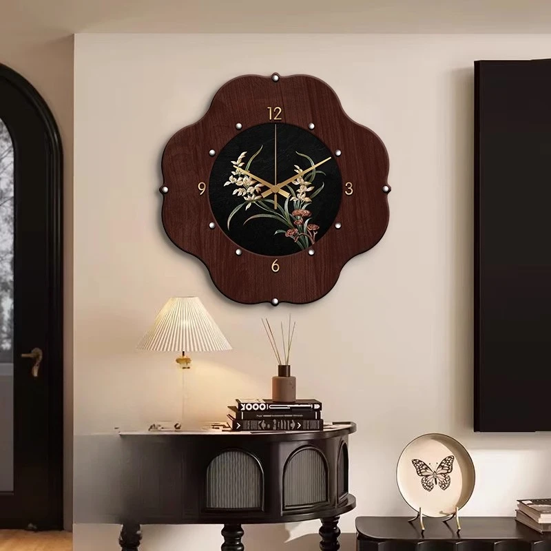Minimalist Wooden Wall Clocks Aesthetic Chinese Style Xenomorph Wall Clocks Design Bedrooms Orologio Da Parete Home Decoration