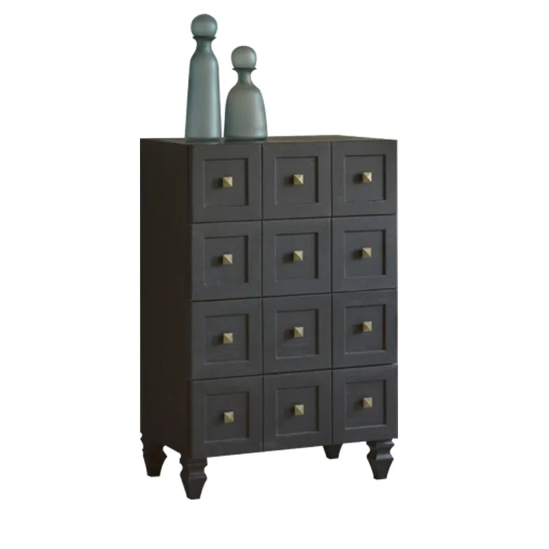 

Bucket cabinet Solid wood American simple storage Storage against the wall Small cabinet Bedroom living room Drawer side