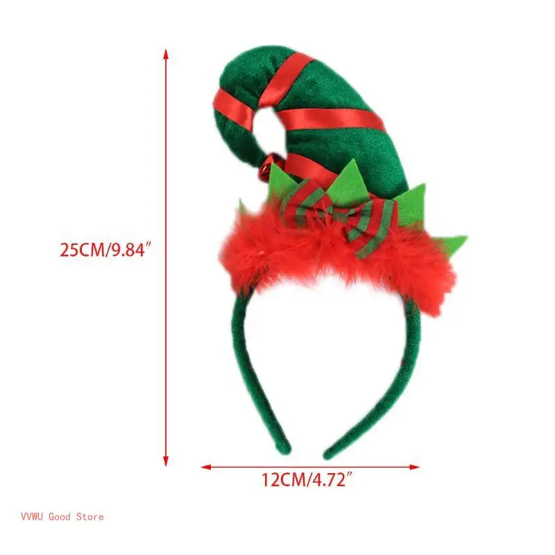 Kinderen Volwassen Kerst Santa Elf Hoed Haar Hoepel Gesp Contrast Kleur Pluizige Strik