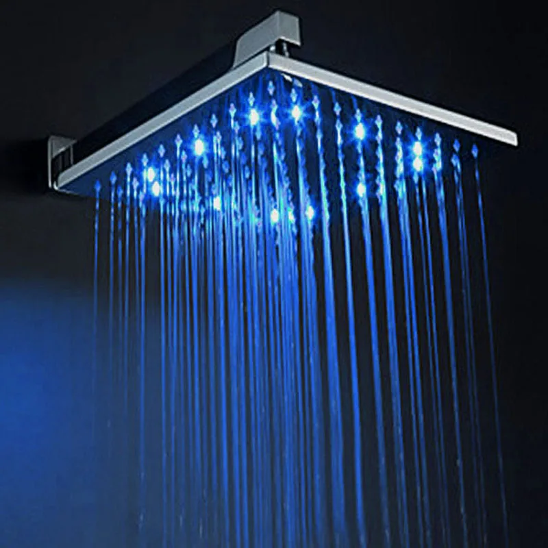 10 inch 25 square rain shower with LED light, all copper top spray head