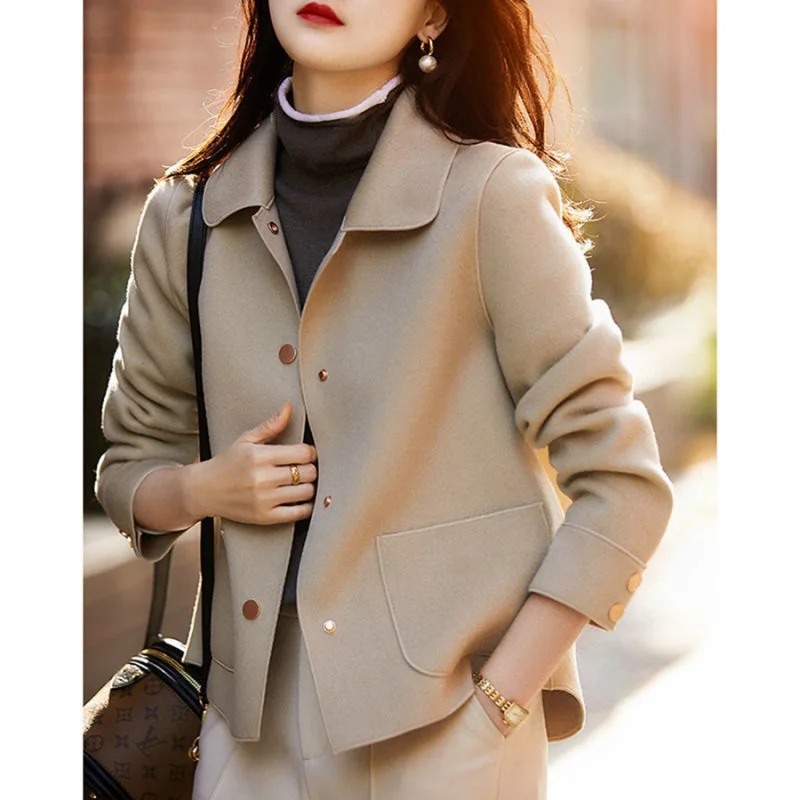 

Classic Solid Short Woolen Coats for Woman Autumn Winter Warm Woman Clothing Button Up Female Coat Outfits New In Outerwears