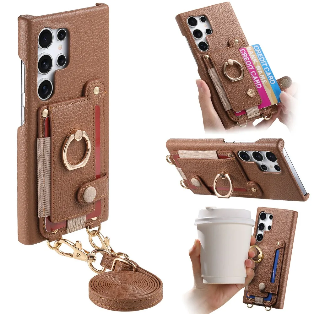 Crossbody Wallet with Card Holder Phone Case for Samsung S25 S24 Plus S23 S22 Ultra S21 FE A56 A36 A26 A16 A06 A55 A35 A15 Cover