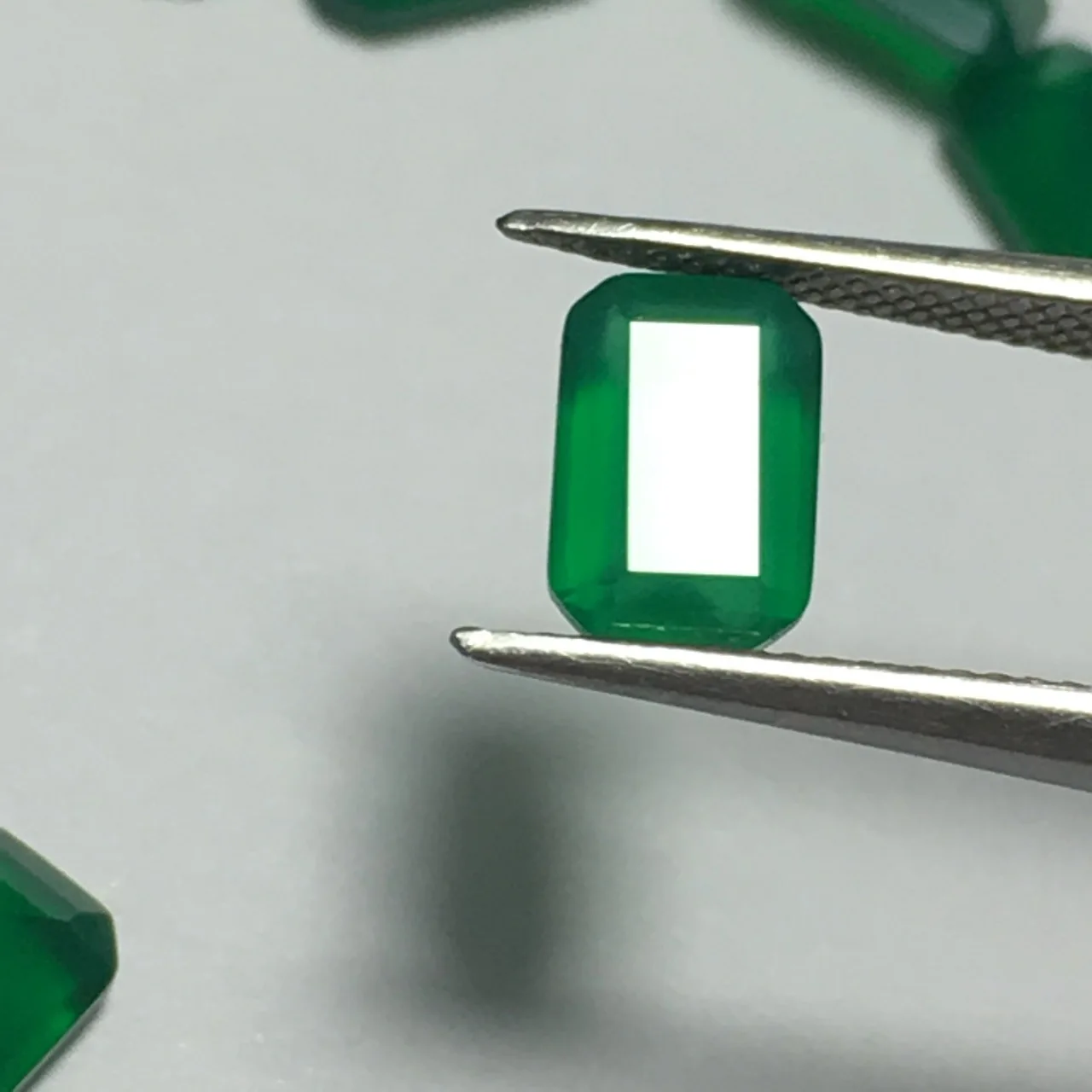 Factory Wholesale 100% Real Natural Emerald Cut Shape Green Agate Gemstone Loose Gems Diy Material for Jewelry 2/3- 9/14