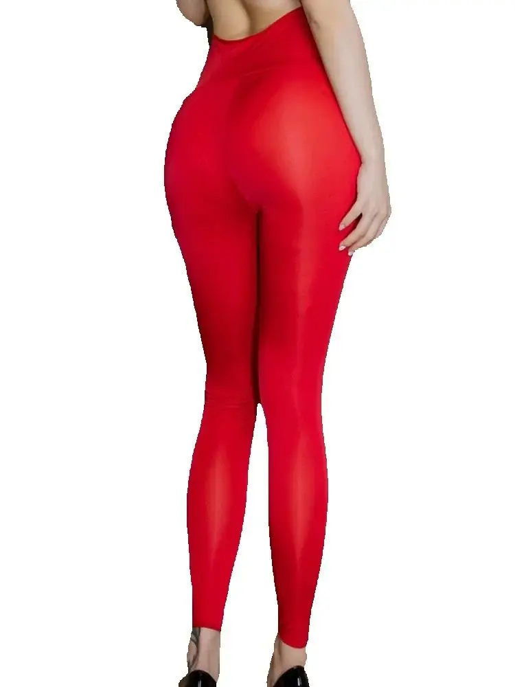 High Waist Elastic Sheer Women's Pencil Pants Slip Shiny Slim Package Hip Woman Yoga Pants Sexy Shaping Skinny Trousers