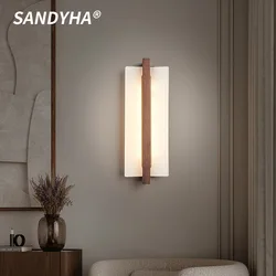 Chinese Style Bedroom Wall Lamps Modern Black Walnut Cracked Artistic Background Light Creative Bedroom Headboard Decor Lights