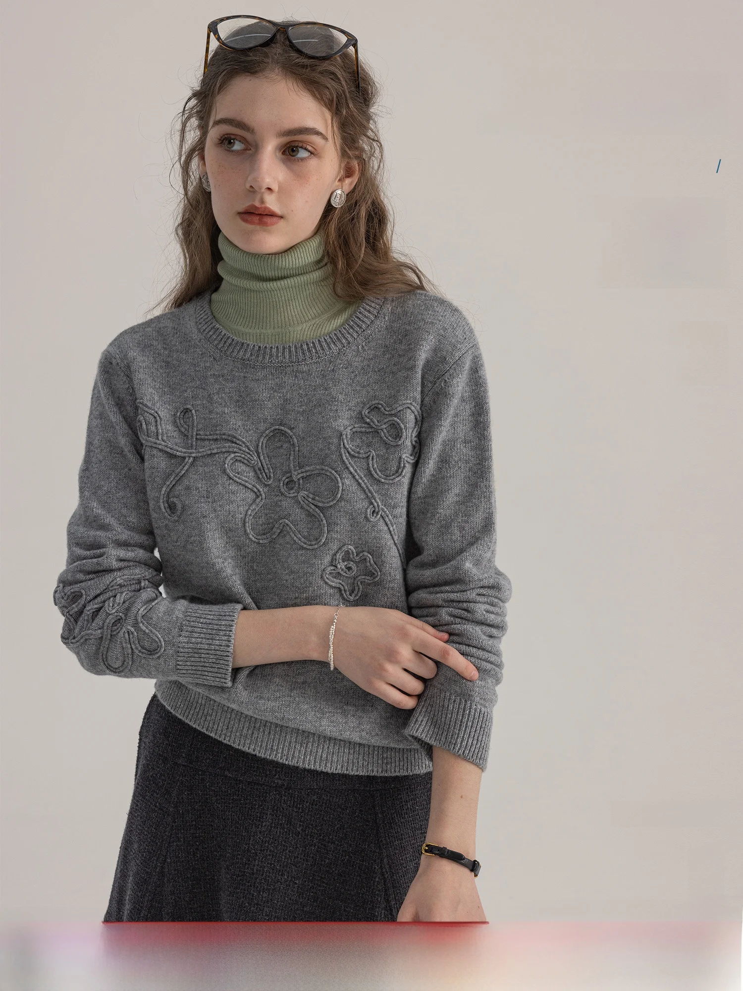 

Dailyart Художественный вязаный шерстяной свитер Camere ort Sle Удобный ленивый дизайн с веревкой и вышивкой Женский трикотаж