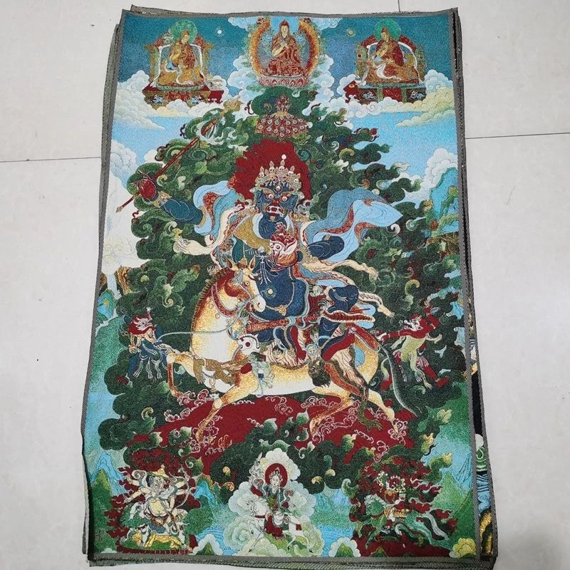Tibet Tibetan Cloth Silk Riding mythical beast auspicious goddess of heaven Thangka Tangka Embroidery Painting