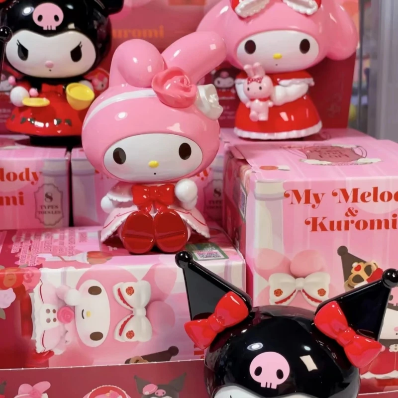 In Voorraad Sanrio Anime Figuur Mijn Melodie Kullomi Schattige Pop Roos En Earl Serie Blind Box Model Speelgoed Desktop Collectie Cadeau