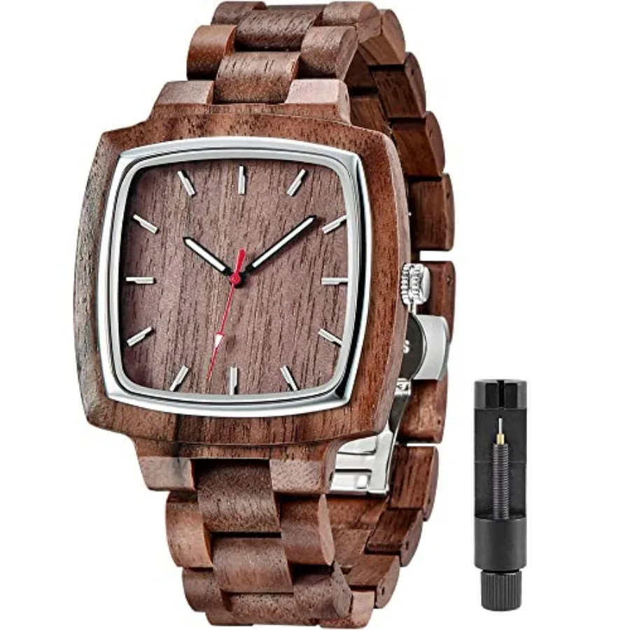 

Tiong Brand Wooden Watches Mens with Handmade ful Bamboo Wood Watch Analog Date Quartz Wooden Watch for Men