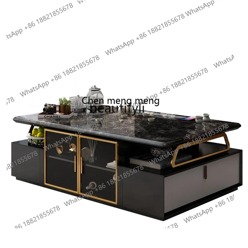 

D178 High-end villa marble kung fu coffee table table walnut living room home high-end light luxury modern