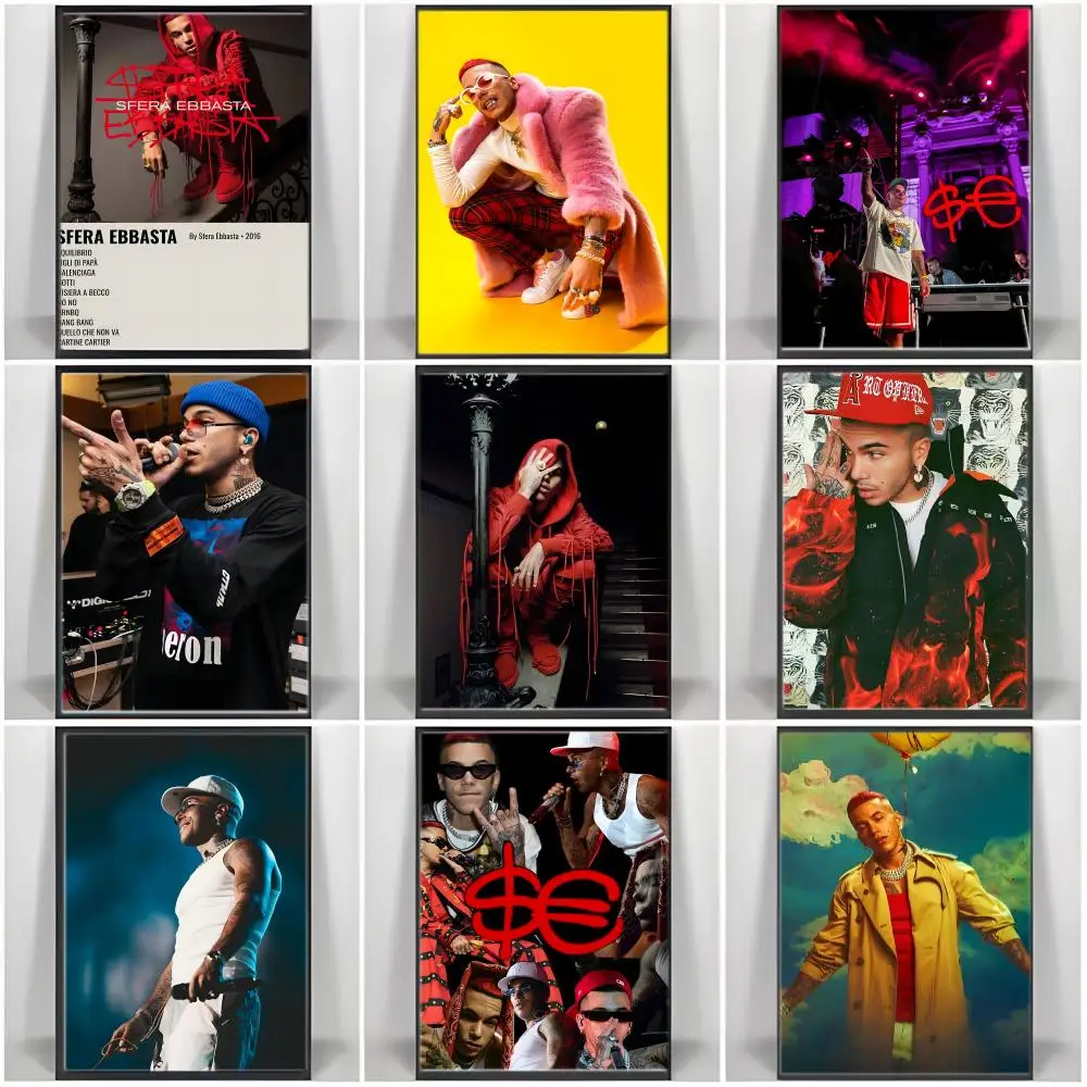 Affiche de la personnalité publique S-Sfera Ebbasta, autocollant artistique auto-adhésif en papier imperméable, décoration murale pour café, bar, salle