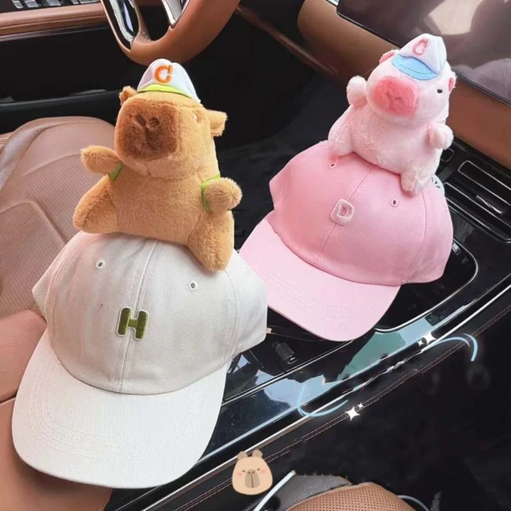 

Breathable Capybara Baseball Cap Embroidered Letters Adjustable Children Peaked Cap Cartoon Soft Kids Sunscreen Hat Summer