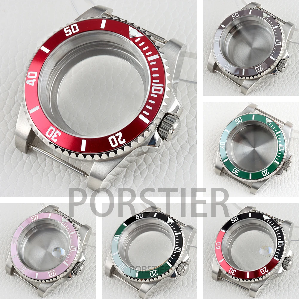 

Silver 40mm NH35 Watch Case Waterproof for SUB NH34 NH35 NH36 NH38 Movement Solid 316L Stainless Steel Sapphire Glass Case