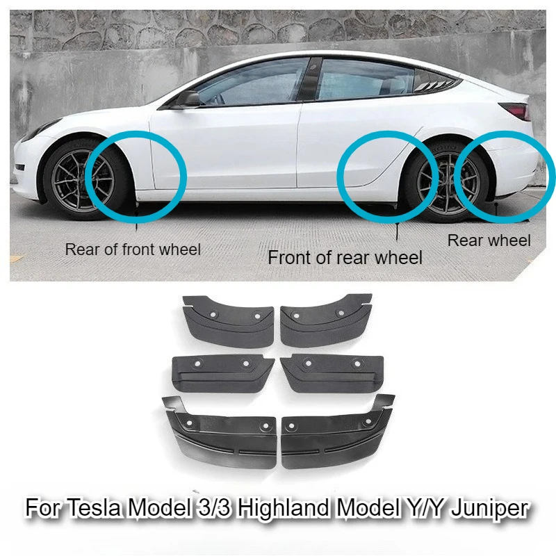 

Для Tesla Model 3/3 Highland Model Y/Y Juniper Fender Скрытый брызговик Переднее и заднее колесо Песочный щиток Модификация Аксессуары