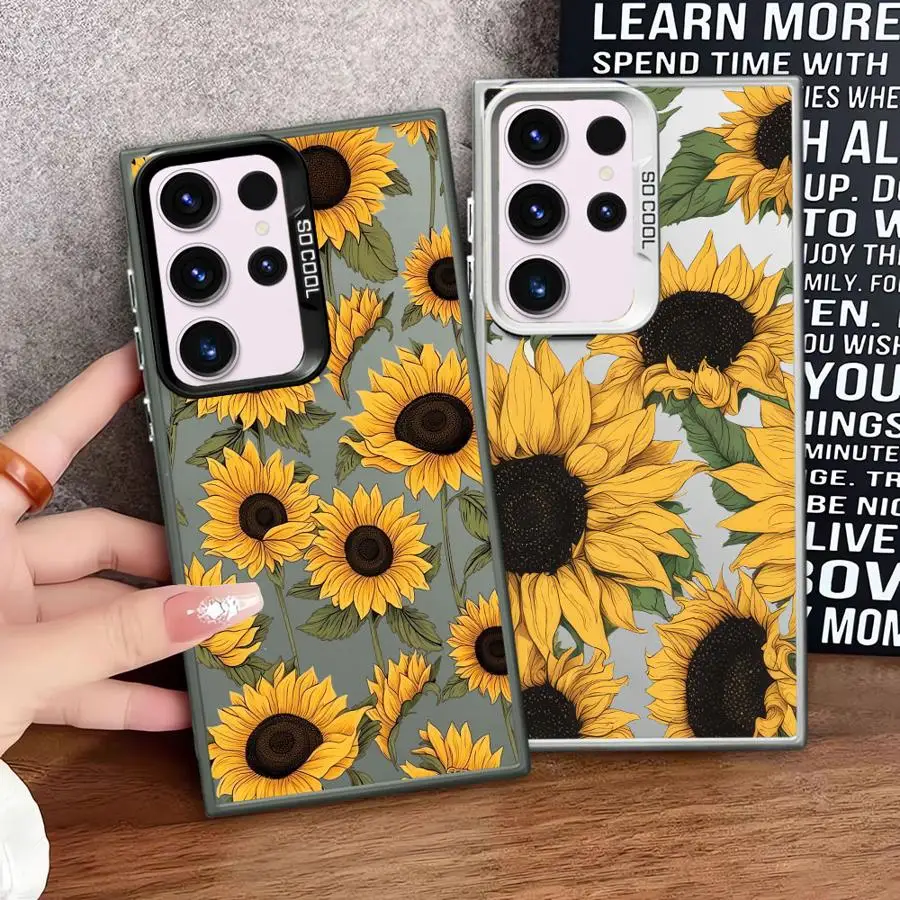 Phone Cover Case for Samsung Galaxy S23 S20 FE S21 S22 Ultra S24 FE Note 20 Ultra S25Edge S25 Cute Sunflower Pattern