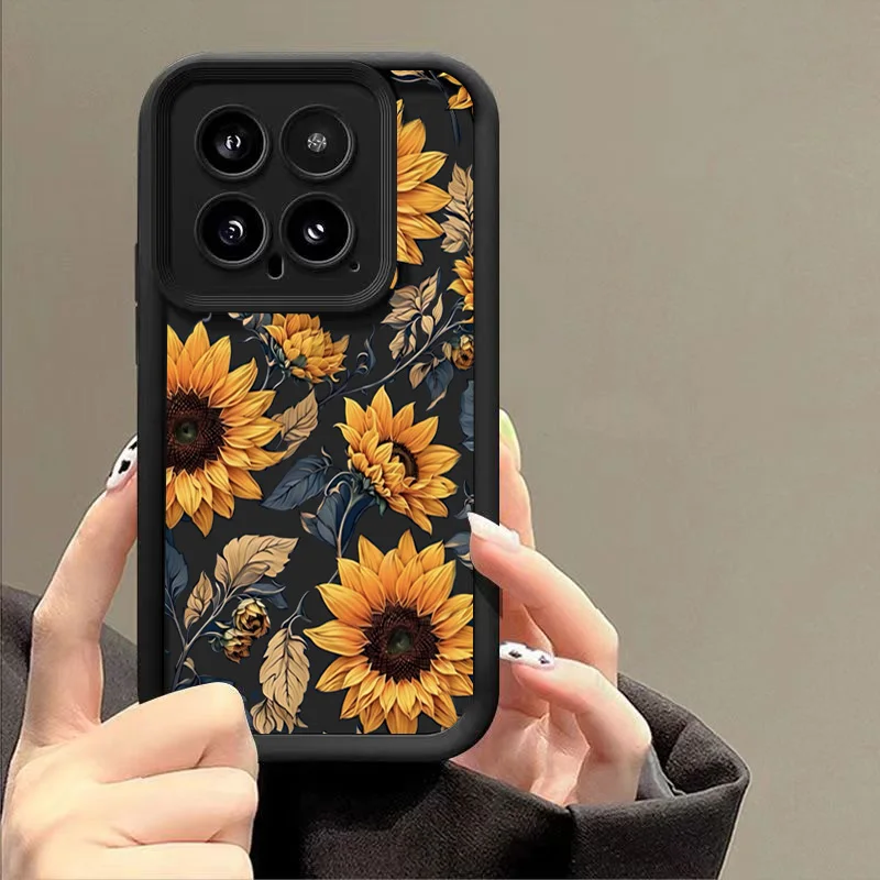 Sunflower Pattern Matte Case for Xiaomi Mi 14T 13 12 11 Lite 5G 14 13T 12T Pro Poco X6 M6 F5 X5 X3 F6 Pro 4G Silicone Cover