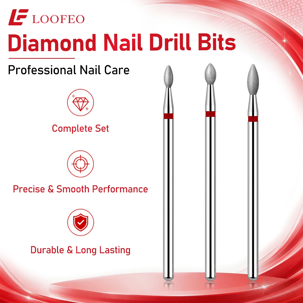 3Pcs Olive-Shaped Diamond Nail Drill Bit Set for Nail Prep Cuticle Cleaning Dead Skin Remover Nail Bit Sets Manicure Tools Home