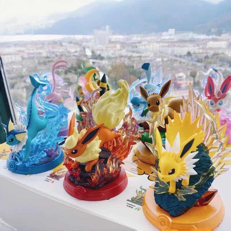 ポケモンモデルイーブイファミリーシリーズフィギュアバポリオンジョルテオンエポネオンアンブレオンリーフィア人形子供のおもちゃの装飾品誕生日ギフト