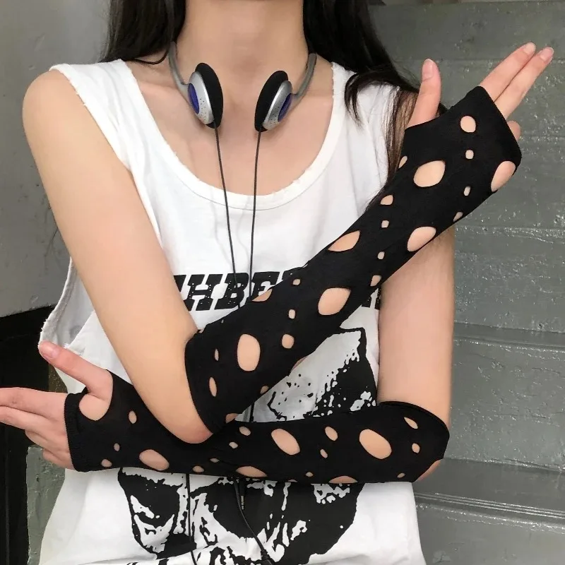 2025 القوطية الشرير لكمة قفازات للنساء الفتيات حار Y2K موضة هالوين الأكمام حماة المعصم اليد مدفئات للذراع اكسسوارات #2