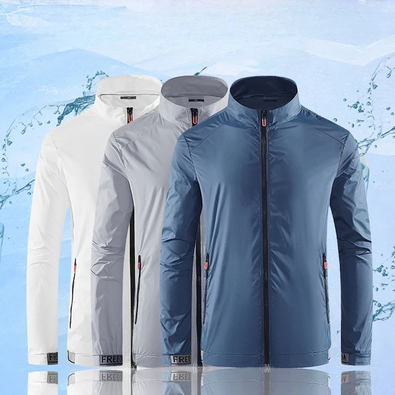 

Summer Outdoor Hiking Coats Quick Dry Sun-Protective Thin Jacket Men Hiking Fishing Cycling Hooded Gym Sport Windbreaker