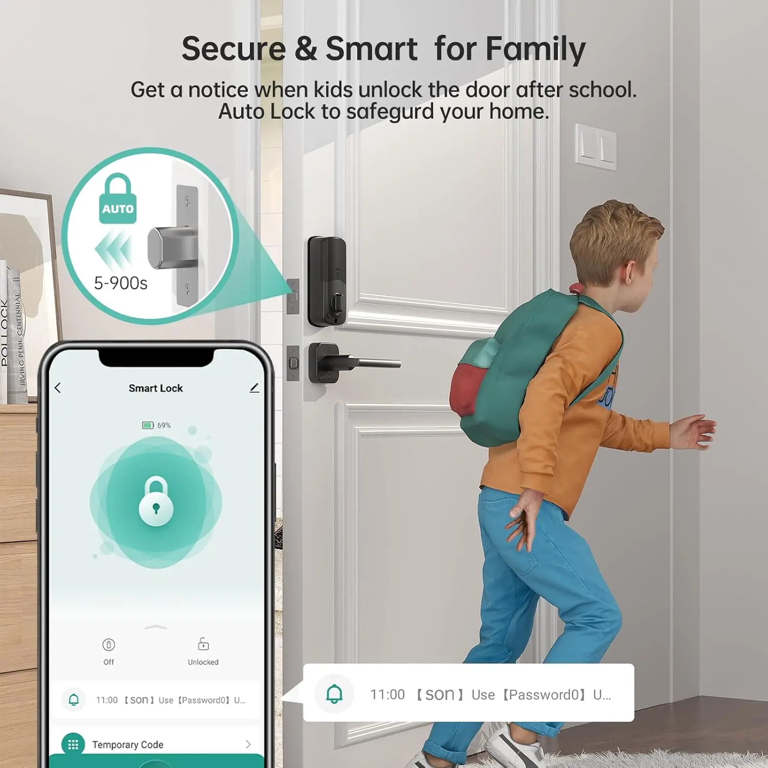 Deadbolt Entrada Door Lock com Handle Set, Impressão digital, Wi-Fi, fechaduras inteligentes, Controle Remoto Digital, Teclado, Bluetooth