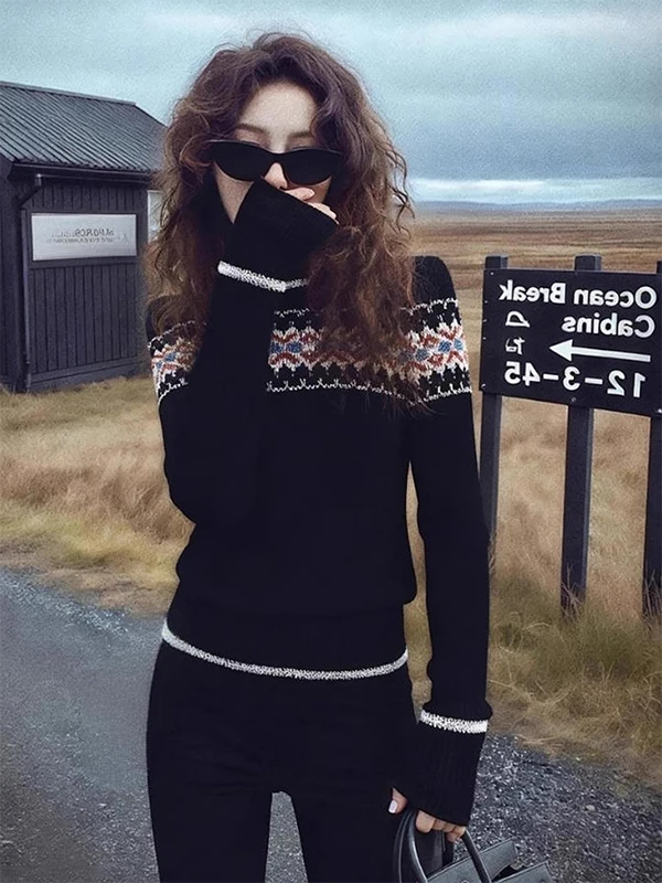 

Premium Fair Isle Knit round Ne Sweater Women's Faionable Versatile Autumn Winter New Sle Korean Sle Agel ential