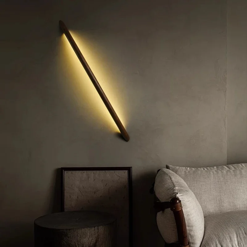 

Solid Wood Wall Lamp Minimalist Long Strip Lamp Living Room Background Wall Corridor Balcony Bedroom Bedside Lighting Decoration