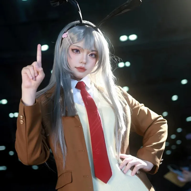 أنيمي الوغد لا يحلم الأرنب فتاة Senpai Sakurajima ماي تأثيري حلي شعر مستعار آذان الأرنب أغطية الرأس حفلة الهالوين مجموعة كاملة