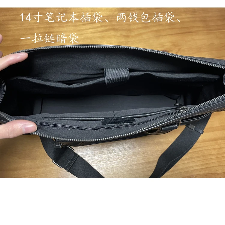 business casual first layer cowhide men women's black briefcase laptop handbag daily work luxury genuine leather messenger bag