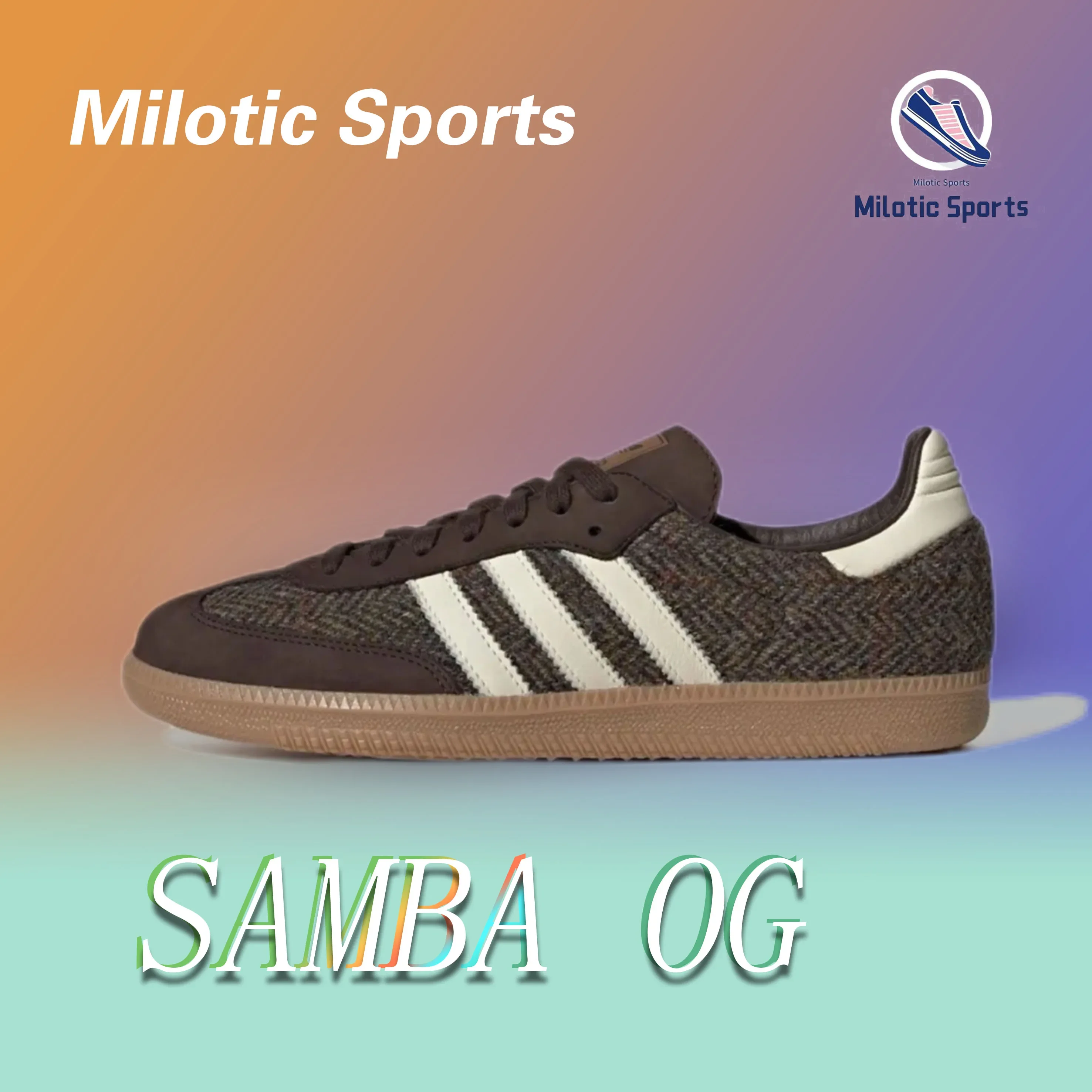 Adidas brown Color Matching SAMBA OG Men's and Women's Comfortable Fashion Low Top Board Shoes Anti-slip Wear-resistant