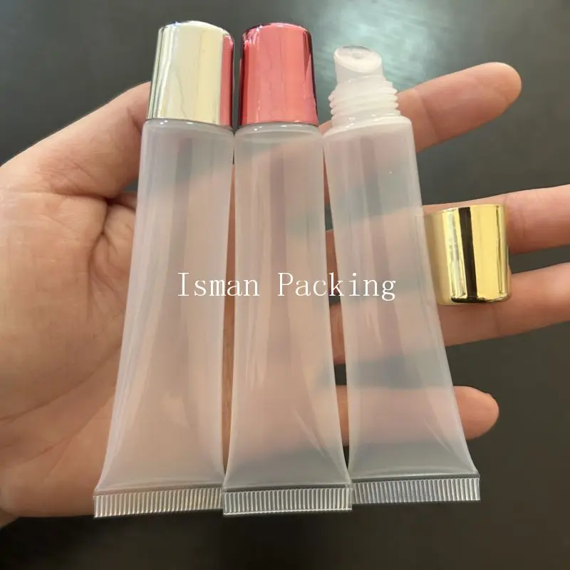 

50Pcs empty luxury rose gold sliver soft lip gloss bottles cosmetic packaging squeeze lipgloss container tubes 18ml