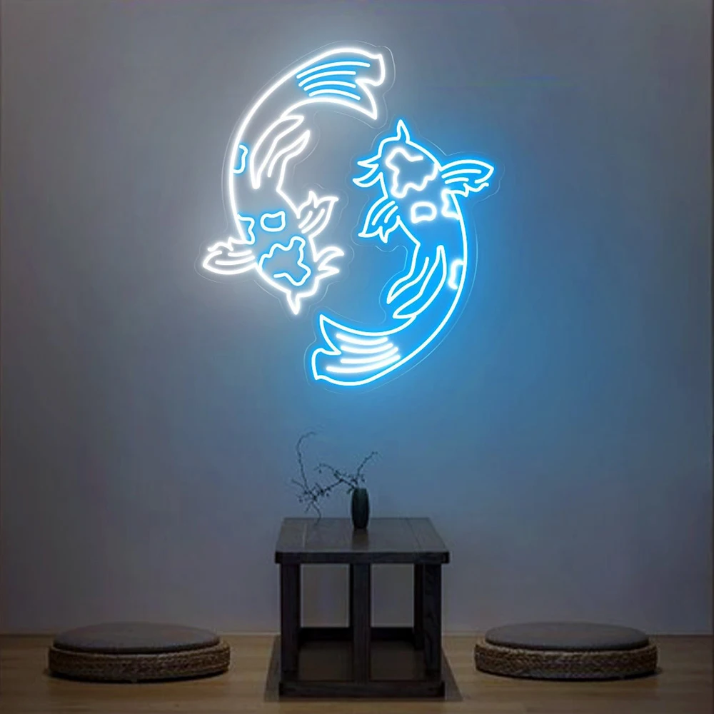 ของขวัญวาเลนไทน์ Koi Fish Neon Sign Custom Japan Neon Sign หน้าแรกห้องนอน Gaming Room ตกแต่ง Art Led ญี่ปุ่น Light Up ป้าย