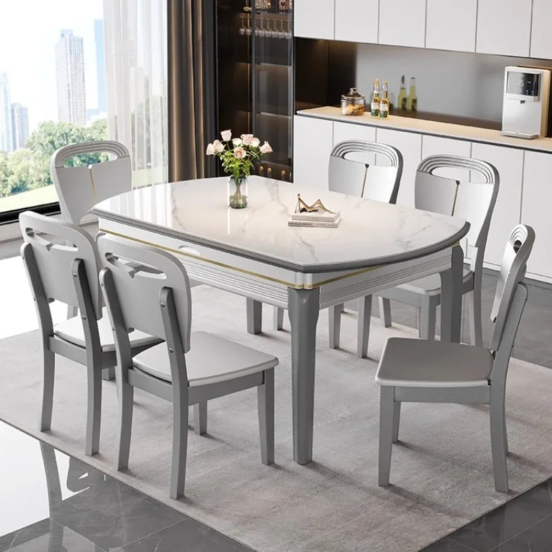 

Dining table and chair combination, home light luxury modern simple eating table, retractable folding table