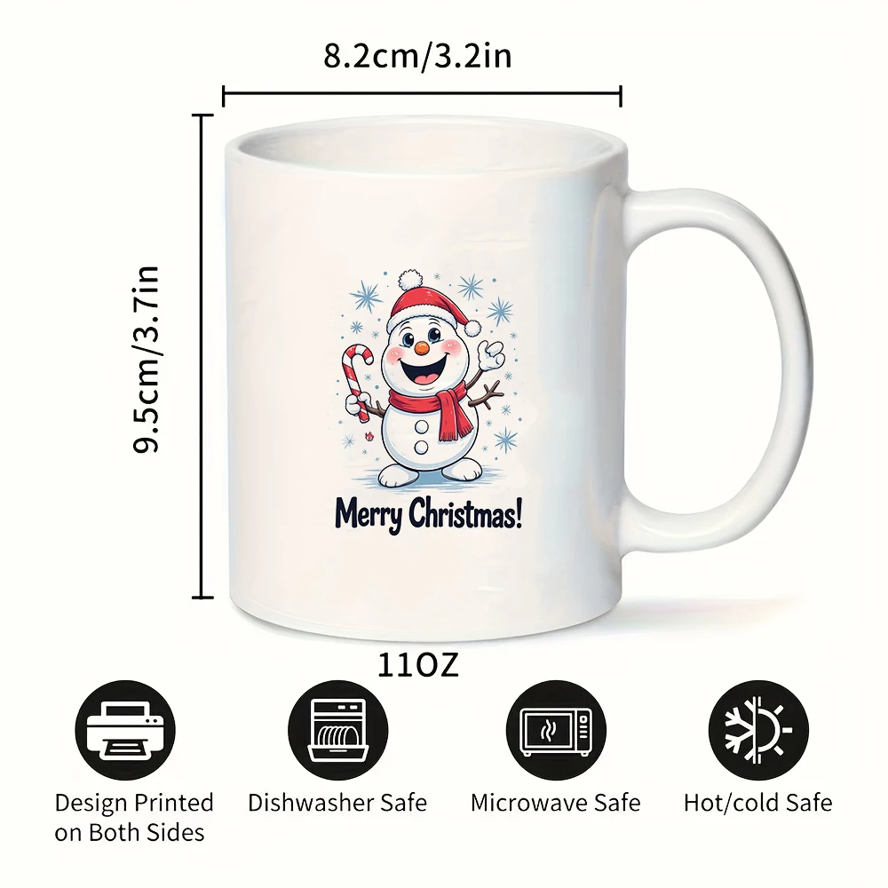 11oz cartoon Santa Claus mug + Joyful Snowman Christmas Gift Kids Cup Family Office Coffee Cup Christmas Atmosphere Decor