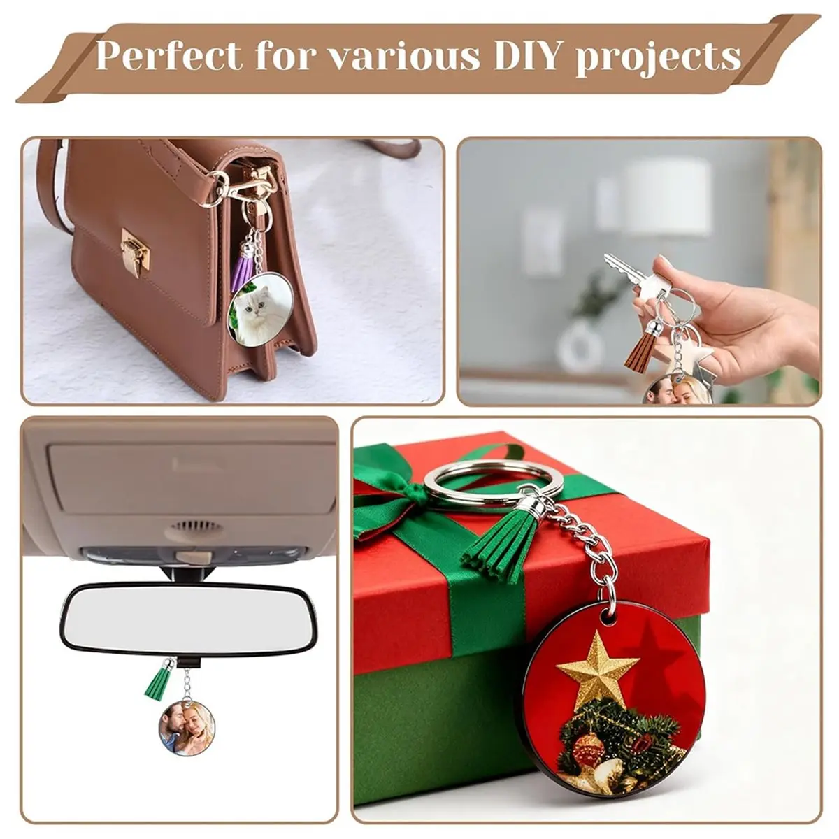 【BAAQ】 320Pcs Acrylic Keychain Blanks Clear Acrylic Keychain Blanks for Vinyl with 80 Pcs Acrylic Blanks 80 Pcs Tassels