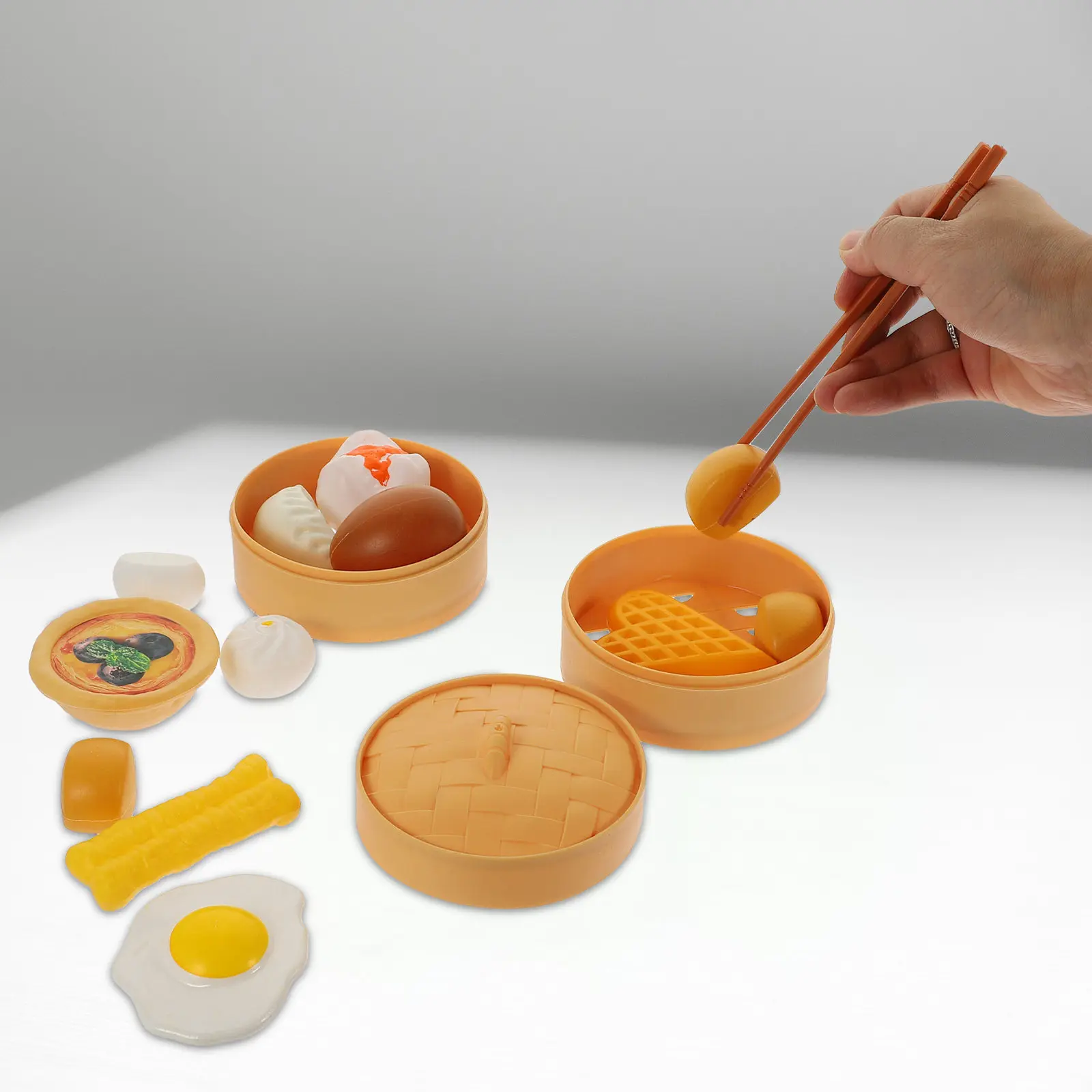 

3Sets Kitchen Cooking Simulation Playhouse Pretend Food Playset Fake Steamed Buns Steamer Educational Creative Interactive