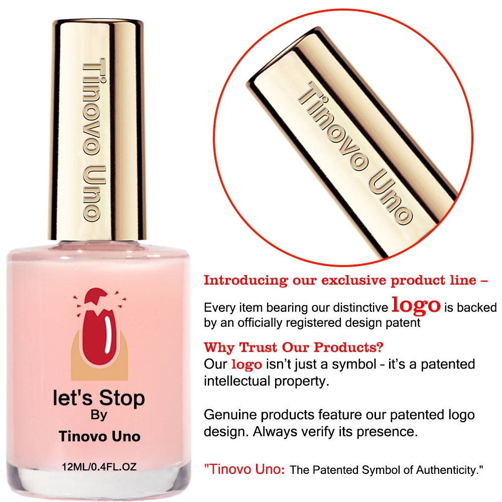 Tinovo Uno Natural Pink Nail Strengthener Lets Stop Brittle Soft Nails Hardener Keratin Nail Art Treatment Base Growth Oil Care