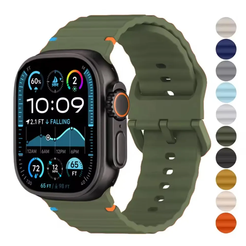 Silicone Strap for Apple Watch Ultra 2/1 49mm 10 46mm 42mm Needlework Breathable Band IWatch 9 8 7 6 5 4 SE 45mm 41mm 44mm 40mm - Image 2
