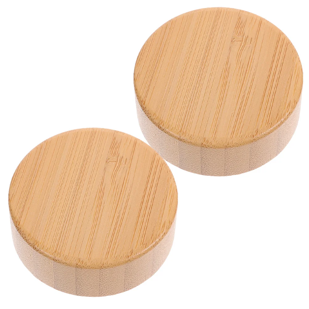 

2 Pcs Canning Lids Bamboo Spice Jars Anti-leakage Glass Airtight Sealing Bottle Covers Candy Replacement