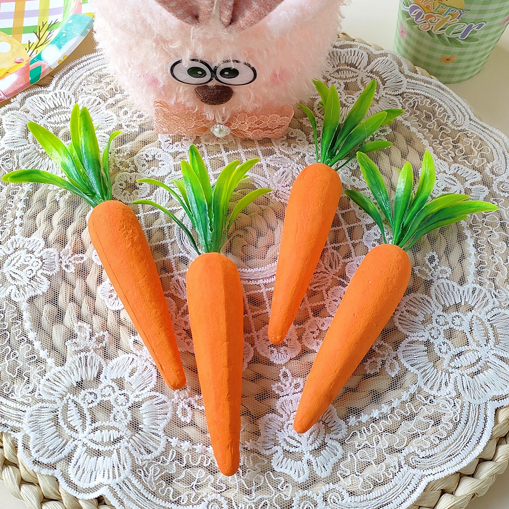 4/6pcs Easter Simulation Carrot Decoration Artificial Foam Carrots Easter Bunny Party Supplies Home Ornament Kids Toy Gift