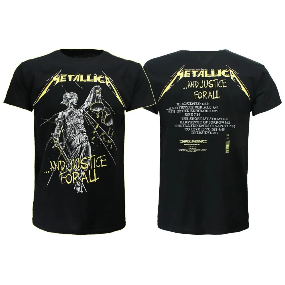 

Metallica and Justice for All Tracks T-Shirt Men's and Women's Short Sleeve Vintage Band Brand T-shirt Summer Tops Men Clothing