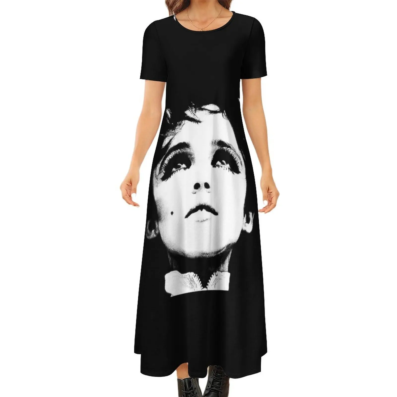 

Edie Sedgwick Round Neck Short Sleeve Dress long dresses for women summer clothes for women