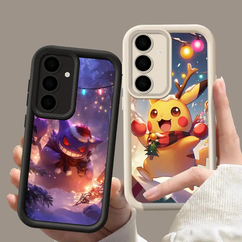 เคสโทรศัพท์ลายโปเกมอนคริสต์มาส รุ่น S25FE สำหรับ Samsung Galaxy S25 S24 S23 S22 S21 S20 FE Ultra 5G Plus Note20 ลายเก็นการ์ พิคาชู
