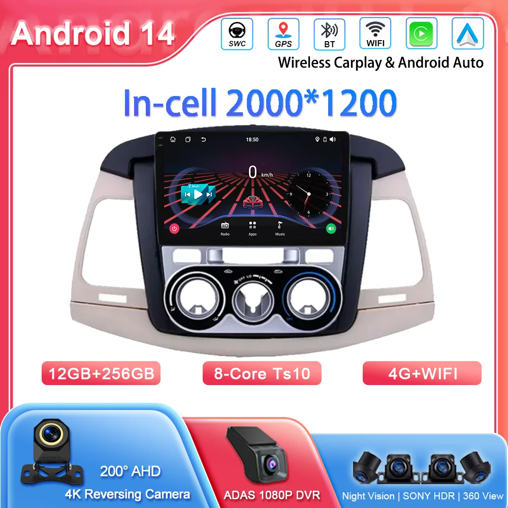 

Автомобильное радио Android 14, стерео для Toyota Innova Manual 2007-2011, авто 2Din DVD, мультимедия, видеонавигация, GPS, головное устройство, экран