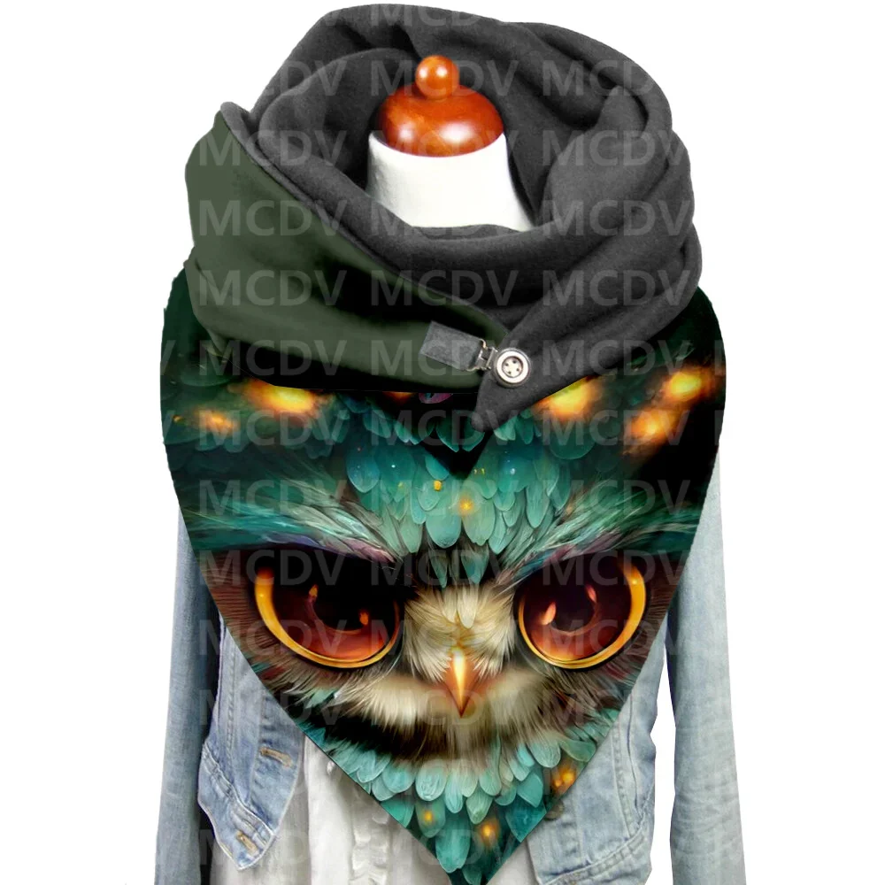 Owl 3D Printed Casual Scarf And Shawl for Women Warm and Comfortable Scarf