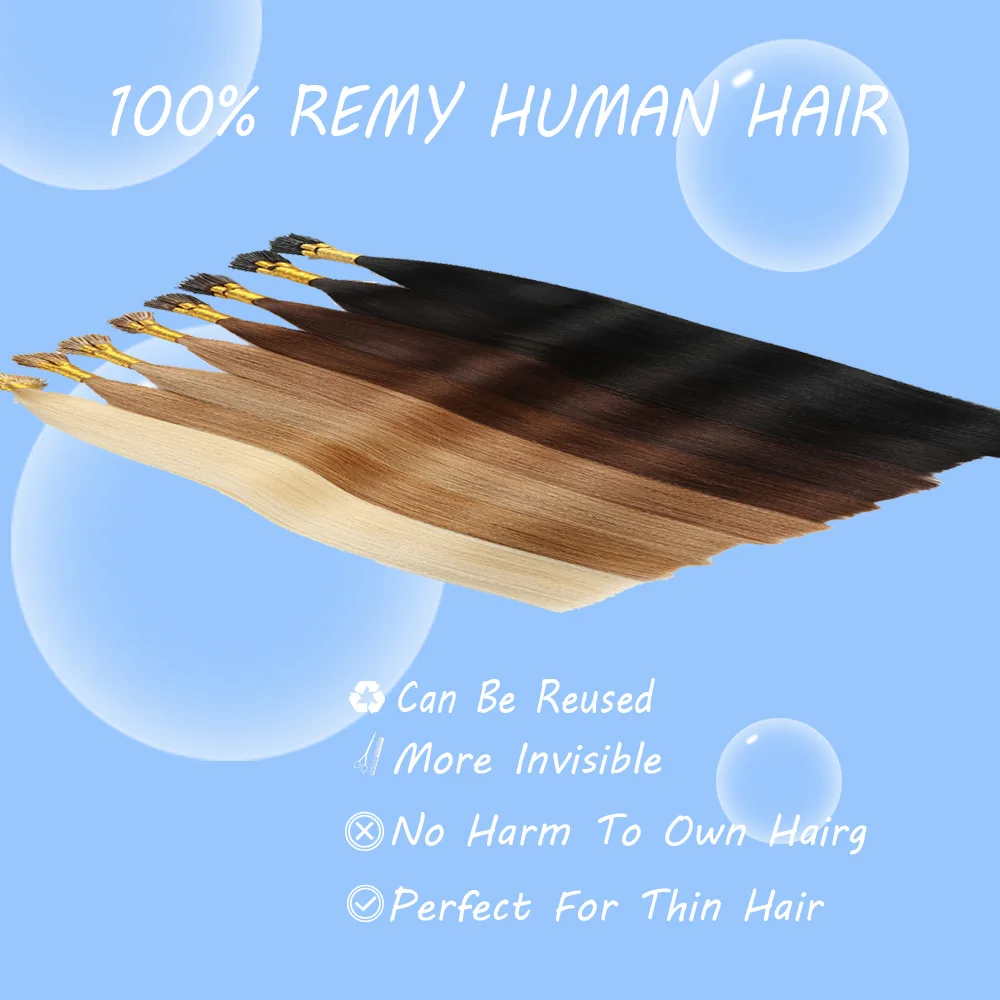 Mega-Straight Remy extensões de cabelo, eu dica cabelo, 100% cabelo humano, queratina cabelo, 100% cabelo humano