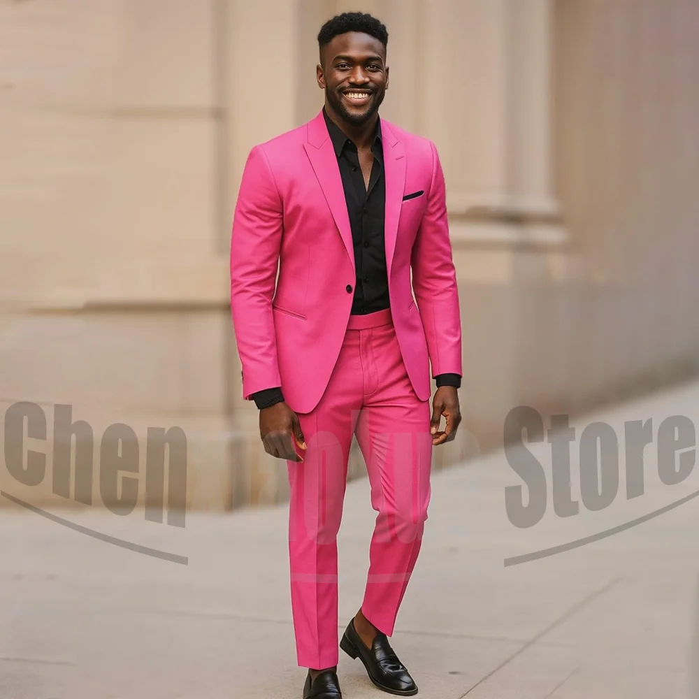 

Мужской приталенный костюм, модный наряд на одной пуговице для вечеринки, свадьбы, стильных мероприятий, шикарный однотонный мужской костюм из двух предметов